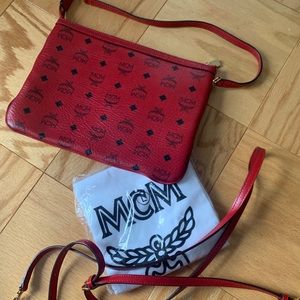 Authentic Red Mcm clutch w/Gold Hardware